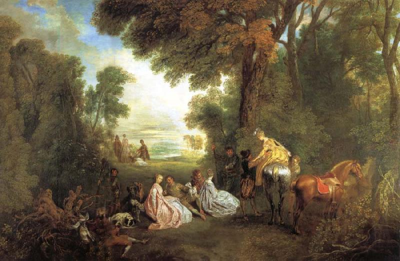 Jean-Antoine Watteau The Halt During the Chase china oil painting image